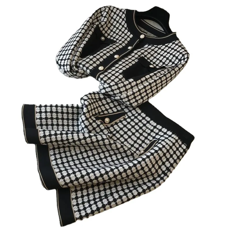 Houndstooth Skirt Suit Female 2021 Spring New Elegant Knitted Cardigan Coat High Waist A-line Skirt Two-piece Set Outfits
Houndstooth Skirt Suit Female 2021 Spring New Elegant Knitted Cardigan Coat High Waist A-line Skirt Two-piece Set Outfits