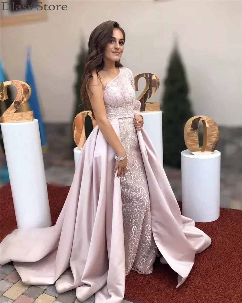 Light Pink Evening Dress 2020 One Shoulder Long Sleeves Laces Detachable Train Mermaid Elegant Prom Dress платья знаменитостей
Light Pink Evening Dress 2020 One Shoulder Long Sleeves Laces Detachable Train Mermaid Elegant Prom Dress платья знаменитостей