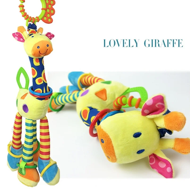 

The giraffe car hanging bed the bell Infants plush bell BB tooth gum newborn baby teddy kids toy Baby Educational Toys