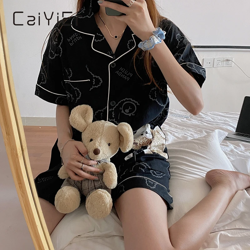 CAIYIER Summer Ladies Pyjamas Set Short Sleeve Shorts Cute Bear Print Homewear Korean Lovely Girl Sleepwear Casual Pyjamas Femme
CAIYIER Summer Ladies Pyjamas Set Short Sleeve Shorts Cute Bear Print Homewear Korean Lovely Girl Sleepwear Casual Pyjamas Femme