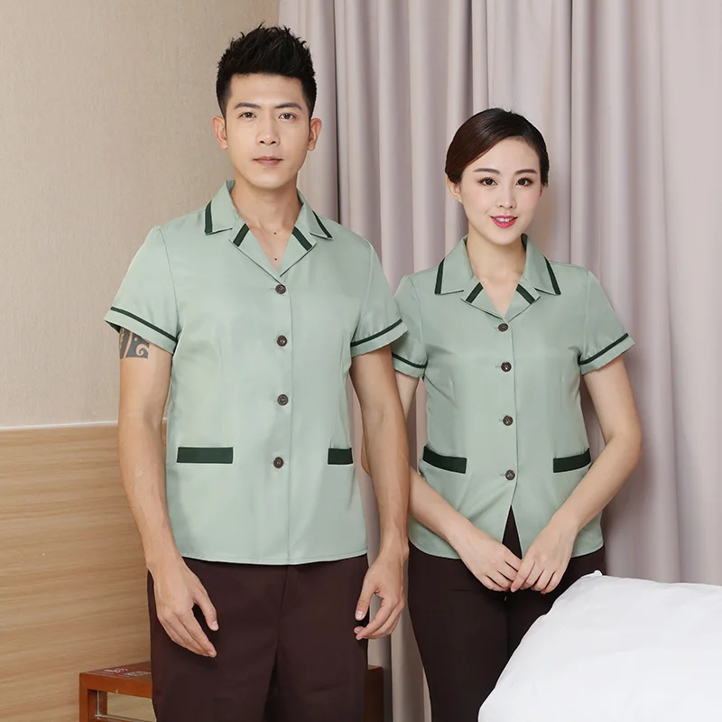 2020 Chef Hat Restaurant Clothes Uniform Short Sleeve Female Hotel Guest Room Hospital Property Aunt Cleaner Pa Work Uniforms
2020 Chef Hat Restaurant Clothes Uniform Short Sleeve Female Hotel Guest Room Hospital Property Aunt Cleaner Pa Work Uniforms