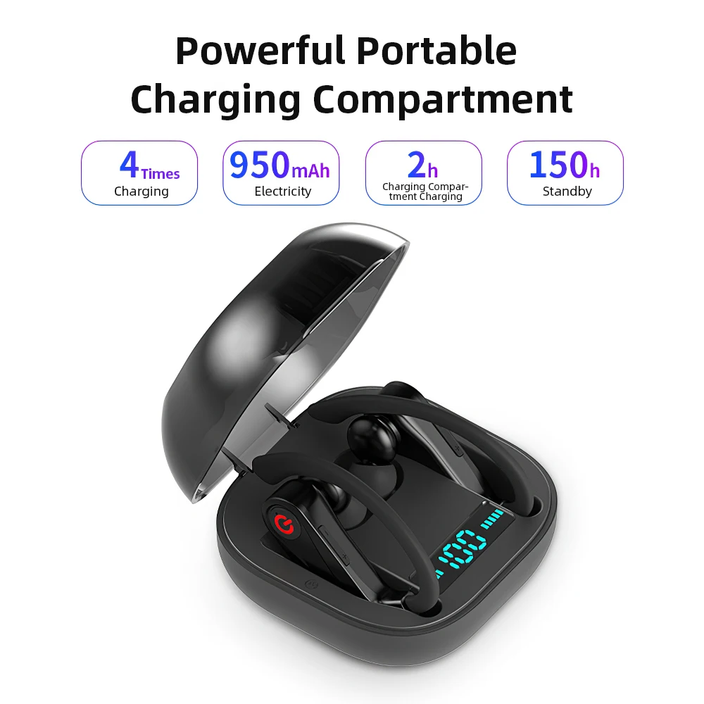 Earhook Wireless Earphone Charging Case TWS V5.0 Bluetooth Headsets Earbuds Universal For iPhone 11 Huawei Mate 9 LED With Mic