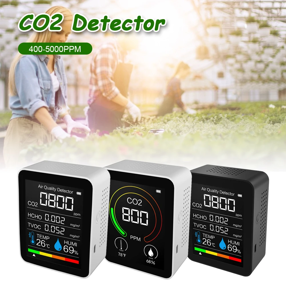 CO2 Meter Temperature and Humidity Detector Portable Air Quality Monitor TVOC Formaldehyde HCHO Detector
CO2 Meter Temperature and Humidity Detector Portable Air Quality Monitor TVOC Formaldehyde HCHO Detector