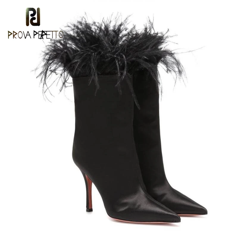 Fashion Solid Color Set Foot Mid-tube Boots for Fall/winter New Style Pointed Feather Sexy Stiletto Heels Catwalk Fashion Boots
Fashion Solid Color Set Foot Mid-tube Boots for Fall/winter New Style Pointed Feather Sexy Stiletto Heels Catwalk Fashion Boots