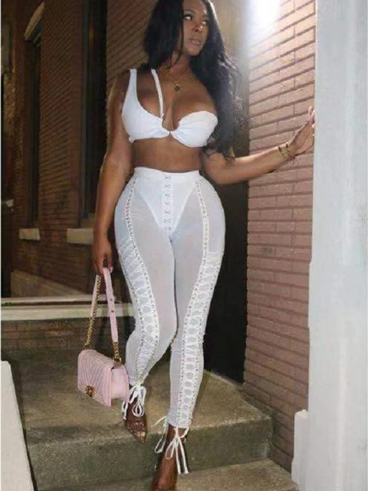 New Fashion Two picese sets Sexy Women Tops Bar Pants White Mesh Night Party Club Sets Top Quality two piece set
New Fashion Two picese sets Sexy Women Tops Bar Pants White Mesh Night Party Club Sets Top Quality two piece set
