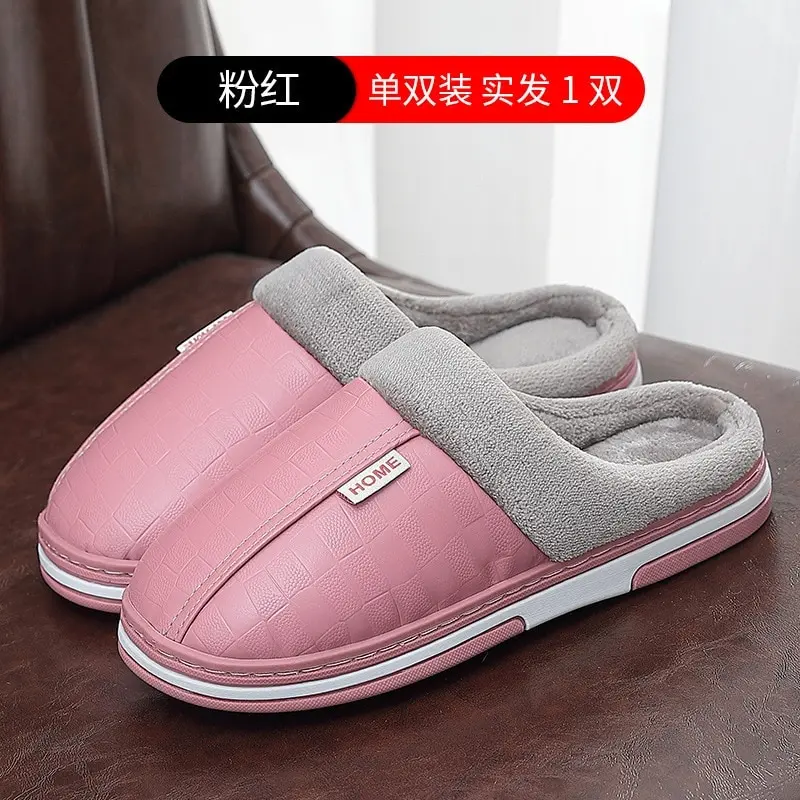 Shoes Women Winter Home Slippers Leather Waterproof Non Slip Female Slippers Male Plush Warm Indoor Slippers For Women
Shoes Women Winter Home Slippers Leather Waterproof Non Slip Female Slippers Male Plush Warm Indoor Slippers For Women
