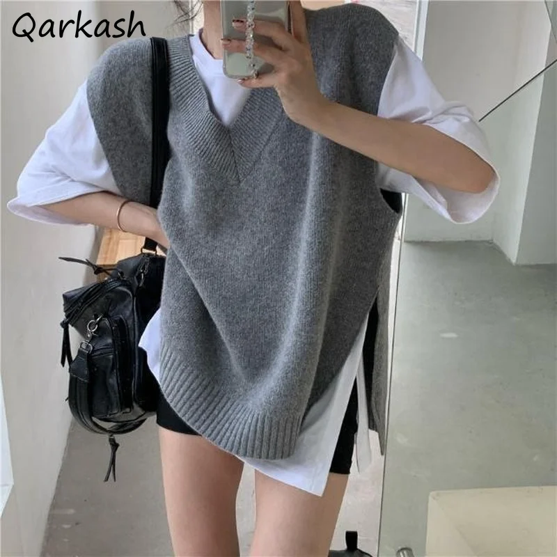 Sweater Vest Women Gray Korean Style Sleeveless Retro Preppy 90s Clothes Vintage Simple V-Neck Mujer Solid Casual Loose-fitting
Sweater Vest Women Gray Korean Style Sleeveless Retro Preppy 90s Clothes Vintage Simple V-Neck Mujer Solid Casual Loose-fitting