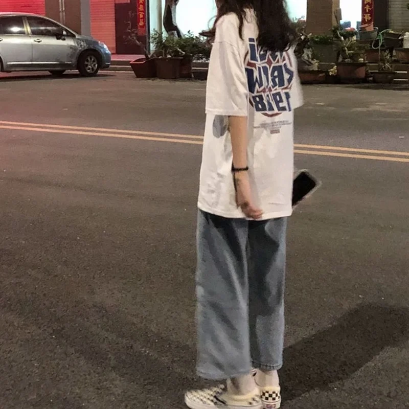 Hong Kong Style summer new trend Women's Clothing Loose fashion oversize Printed letters White T-shirt O-neck Short sleeve Tops
Hong Kong Style summer new trend Women's Clothing Loose fashion oversize Printed letters White T-shirt O-neck Short sleeve Tops