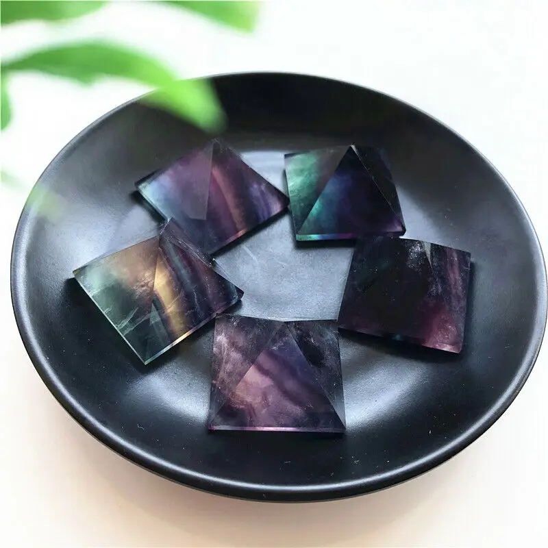 

1pc Natural Rainbow Fluorite Pyramid Crystal Energy Point Meditation Wand Decoration Natural Stones and Minerals