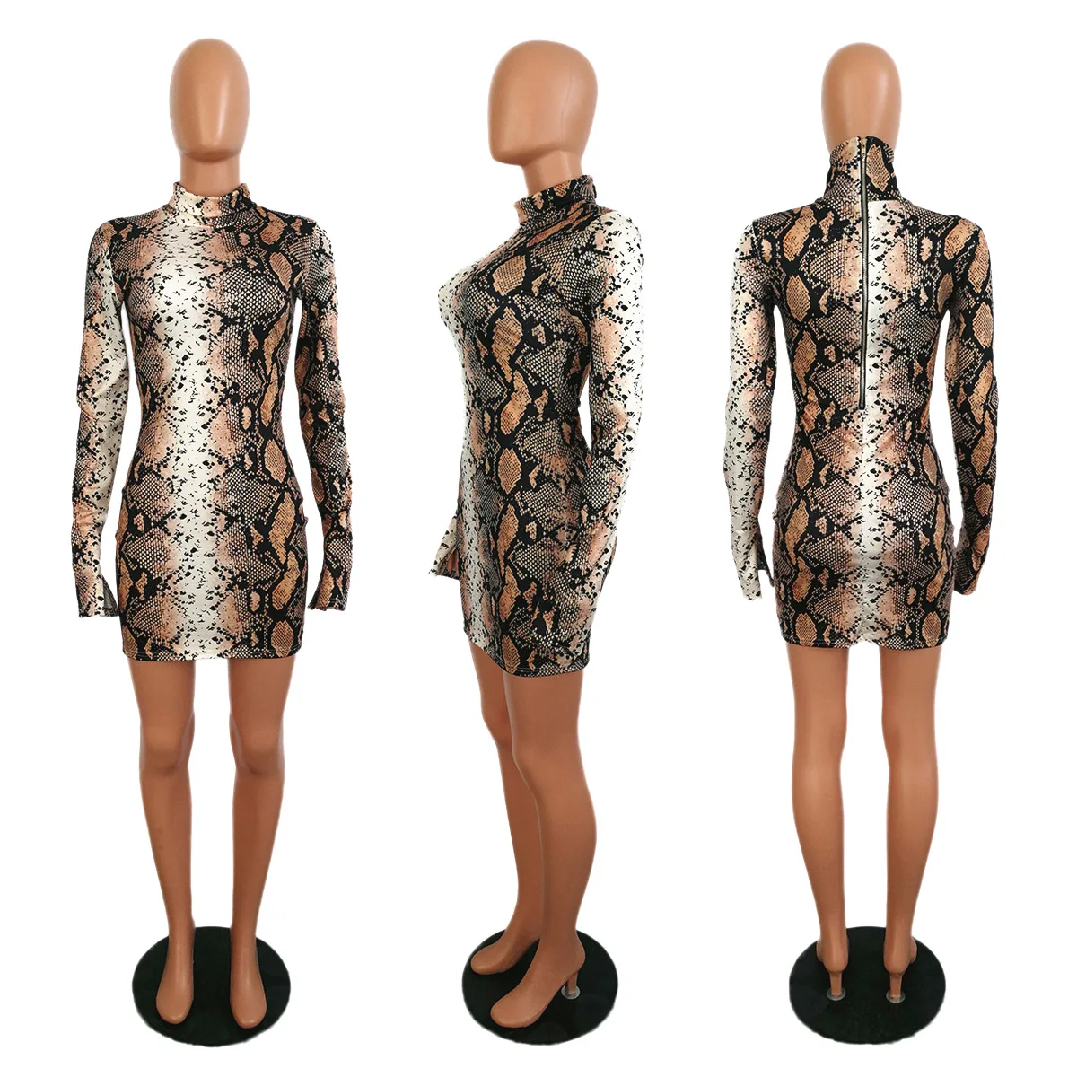 Sexy Party Snake Print Dress New High Collar Flare Long Sleeve Slim Hip Mini Dress Women's Club Fork Dresses Vestido Feminino
Sexy Party Snake Print Dress New High Collar Flare Long Sleeve Slim Hip Mini Dress Women's Club Fork Dresses Vestido Feminino