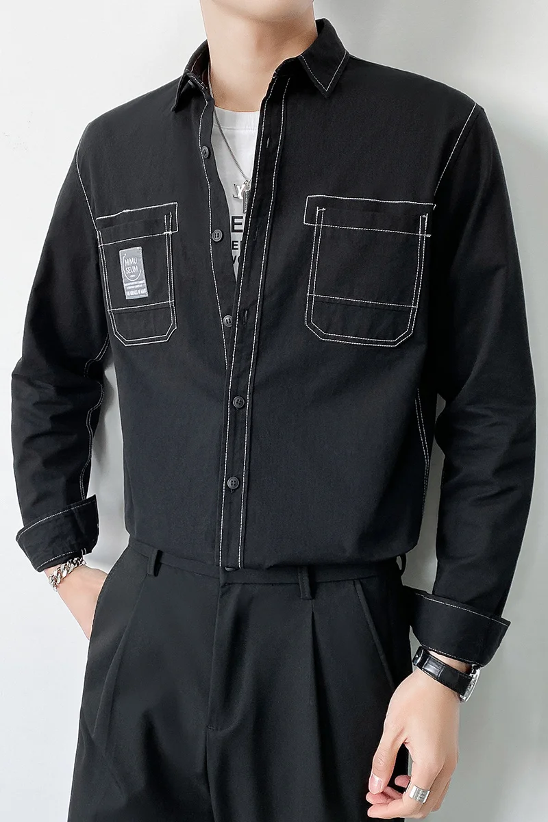 Fashion 2021 spring Men Shirts Long Sleeve Loose Harajuku Shirts Korean Lapel Streetwear Social Party Blouse Camisas Para Hombre
Fashion 2021 spring Men Shirts Long Sleeve Loose Harajuku Shirts Korean Lapel Streetwear Social Party Blouse Camisas Para Hombre