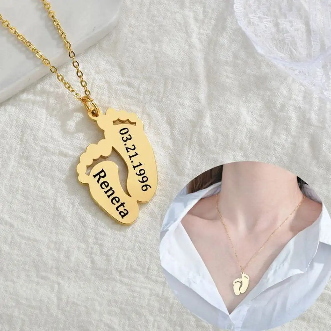 Custom Engraved Names Date Stainless Steel Foot Pendant Necklace Personalization Included Text Free with Chain Gift for Lovers
Custom Engraved Names Date Stainless Steel Foot Pendant Necklace Personalization Included Text Free with Chain Gift for Lovers