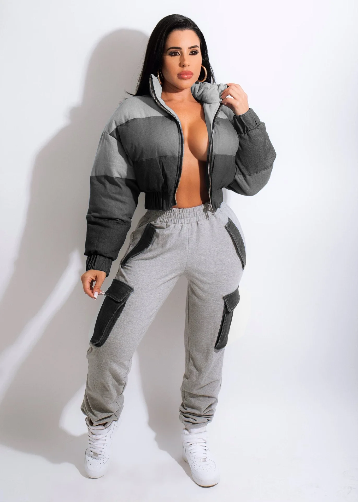 Gradient Color Patchwork Women Casual Bread Coats Winter 2021 Hottest Zipper Sand Collar Keep Warm Lady's Cotton-padded Jacket
Gradient Color Patchwork Women Casual Bread Coats Winter 2021 Hottest Zipper Sand Collar Keep Warm Lady's Cotton-padded Jacket