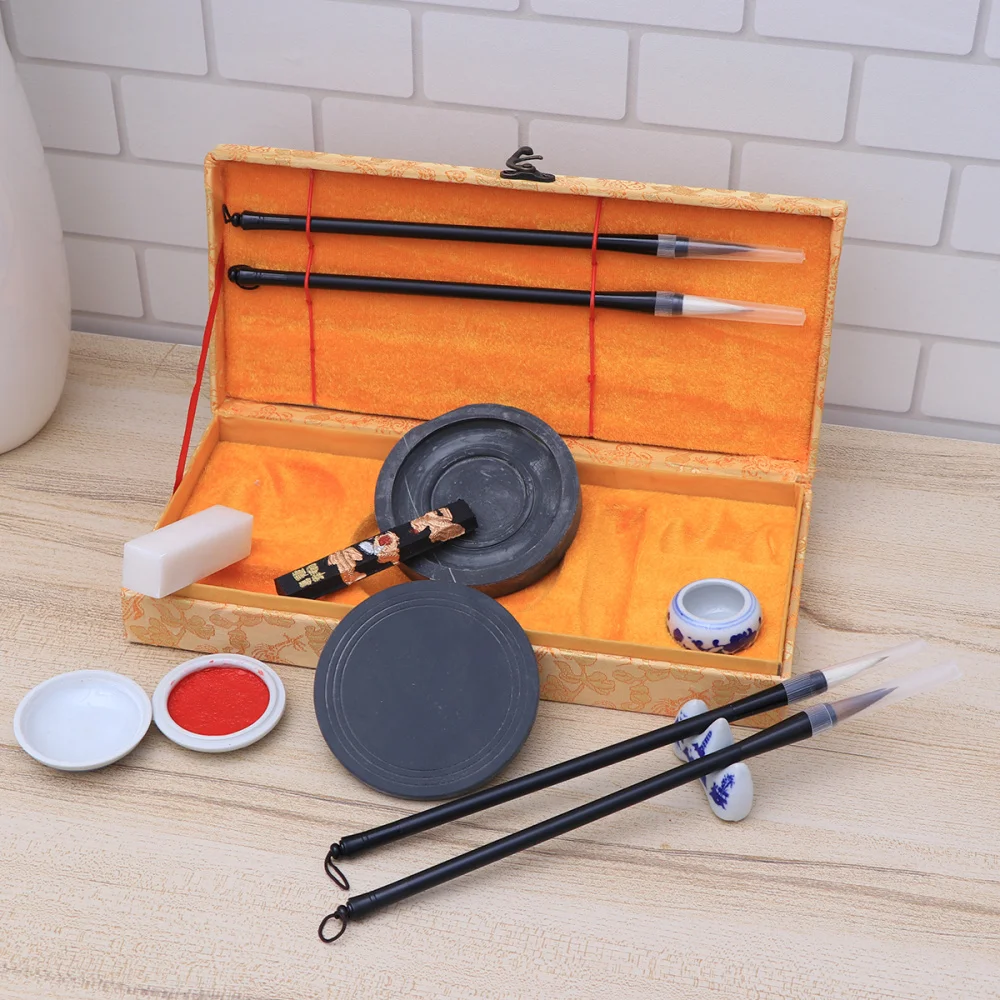 Chinese Four Treasures of the Study Set Excellent Writing Brush Ink Stick Paper Inkstone Kit Writing Accessories Calligraphy
Chinese Four Treasures of the Study Set Excellent Writing Brush Ink Stick Paper Inkstone Kit Writing Accessories Calligraphy