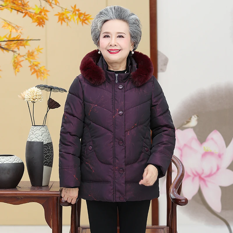 Winter women's thick warm hooded down cotton coat jacket 2021 fur collar cotton jacket Middle-aged Printed Grandma-Warm Coat
Winter women's thick warm hooded down cotton coat jacket 2021 fur collar cotton jacket Middle-aged Printed Grandma-Warm Coat