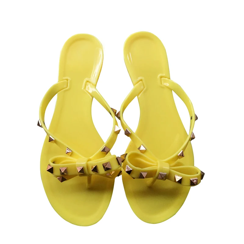 Rivets Bowknot Sandals Summer Woman Beach Flip Flops Jelly Shoes PVC Slides Girls Sandals Slip on Flat with Women Studs Slippers
Rivets Bowknot Sandals Summer Woman Beach Flip Flops Jelly Shoes PVC Slides Girls Sandals Slip on Flat with Women Studs Slippers