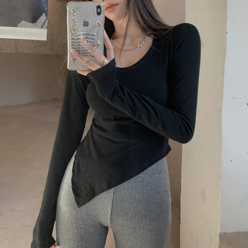 Осень 2022 тонкая и тонкая Корейская версия с асимметричной короткой футболкой с длинными рукавами
Осень 2022 тонкая и тонкая Корейская версия с асимметричной короткой футболкой с длинными рукавами