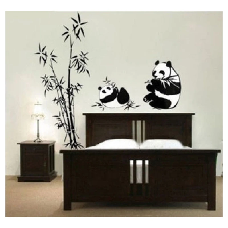 DIY Съемные панды едят бамбуковые виниловые наклейки настенные наклейки|Наклейки