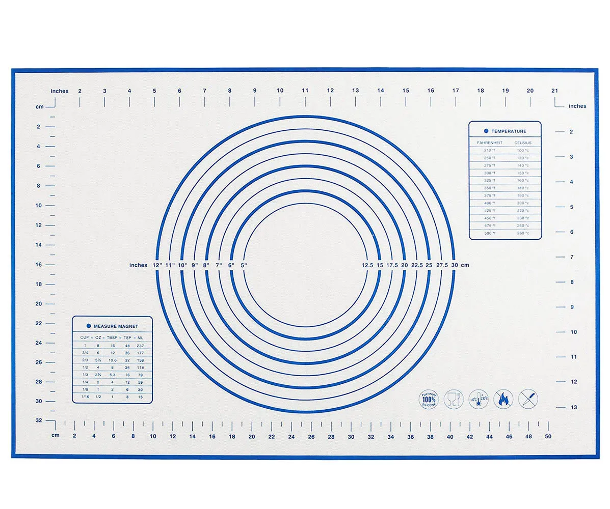 Силиконовый нескользящий коврик для выпечки, коврик для теста 16 х24 дюйма, для приготовления синей пиццы 
Силиконовый нескользящий коврик для выпечки, коврик для теста 16 х24 дюйма, для приготовления синей пиццы