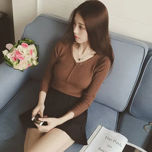 2020 Korean-style Fashion Autumn Clothing New Style Thread V-neck Pullover Sweater Button Slim Fit Slimming Base Sweater Female
2020 Korean-style Fashion Autumn Clothing New Style Thread V-neck Pullover Sweater Button Slim Fit Slimming Base Sweater Female