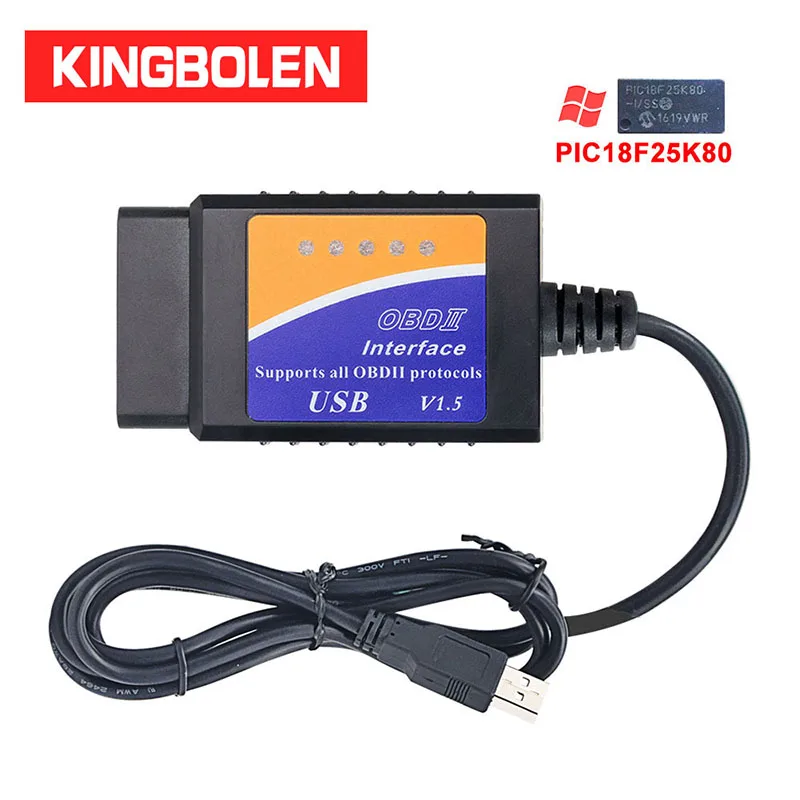 ELM327 USB V1.5 Интерфейс сканера с PIC18F25K80 Чип OBDII Auto Code Reader OBD2 Автомобильный