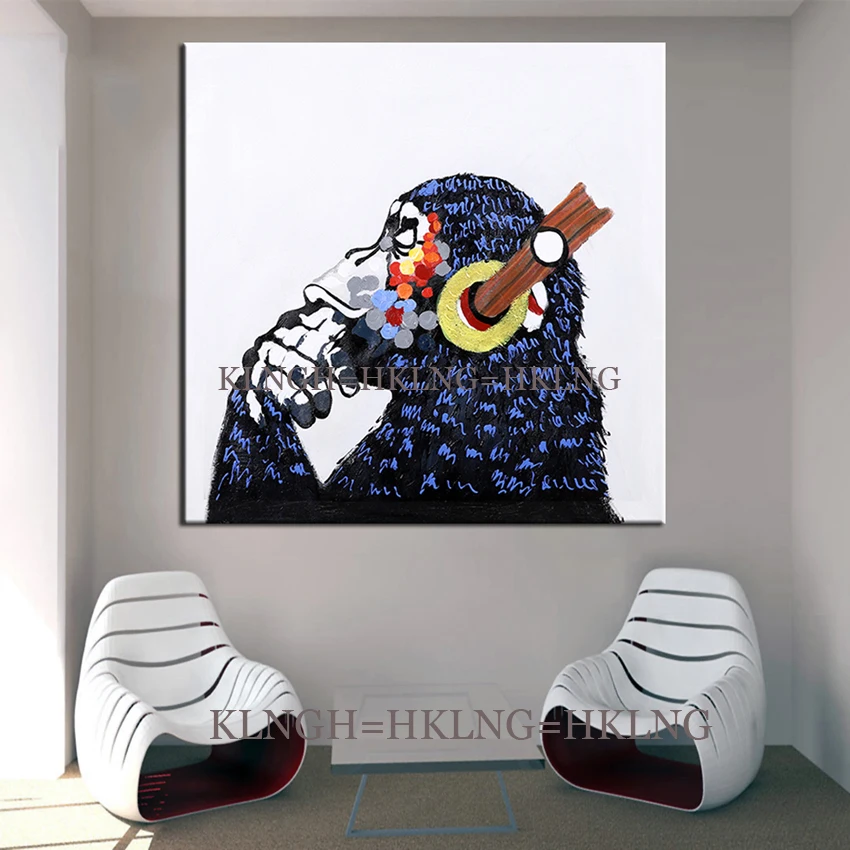 Modern Fine Art Hand-painted Funny Animal Double Thinking Monkey Oil Painting on Canvas Funny Listening Music Monkey Painting
Modern Fine Art Hand-painted Funny Animal Double Thinking Monkey Oil Painting on Canvas Funny Listening Music Monkey Painting