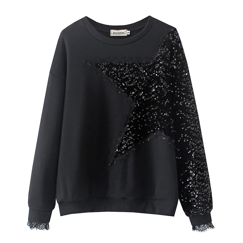 Autumn Winter Plus Size Sweatshirts Women Clothes 2021 New Fashion Tops Loose Thick Velvet Warm Stars Sequined Hoodies
Autumn Winter Plus Size Sweatshirts Women Clothes 2021 New Fashion Tops Loose Thick Velvet Warm Stars Sequined Hoodies