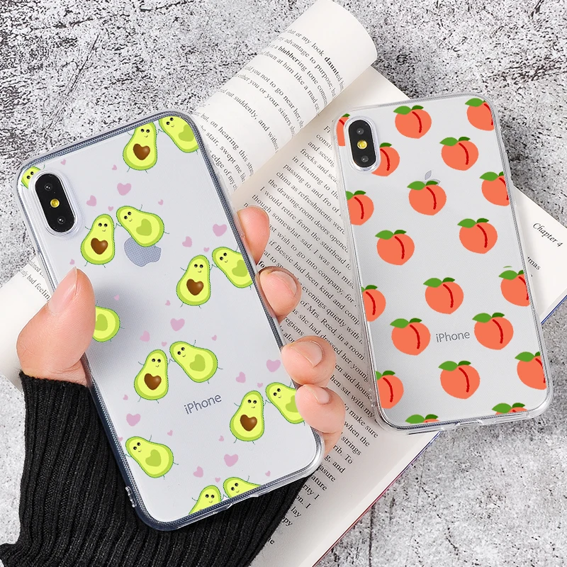 Фото Симпатичный чехол персик Авокадо Фрукты для iPhone 12 11 Pro XS Max 8 7 Plus SE 2020 Чехлы