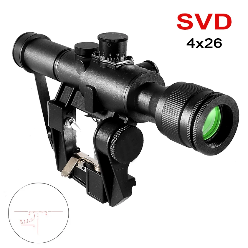 Охотничий оптический прицел SVD Dragunov 4x26 с красной подсветкой, прицел для страйкбола, снайперское снаряжение с красной точкой
Охотничий оптический прицел SVD Dragunov 4x26 с красной подсветкой, прицел для страйкбола, снайперское снаряжение с красной точкой