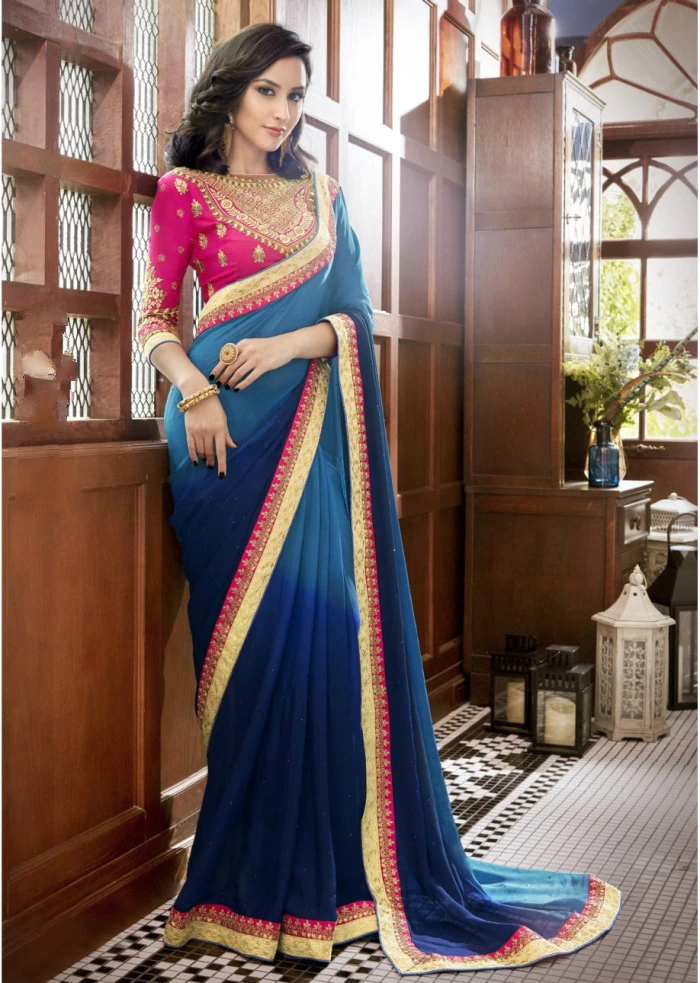 

Saree for Women In India Sarees Exquisite Embroidery Georgette Saari Indian Costume Ethnic Cloth Roupa Indiana Saia Indiano Sari