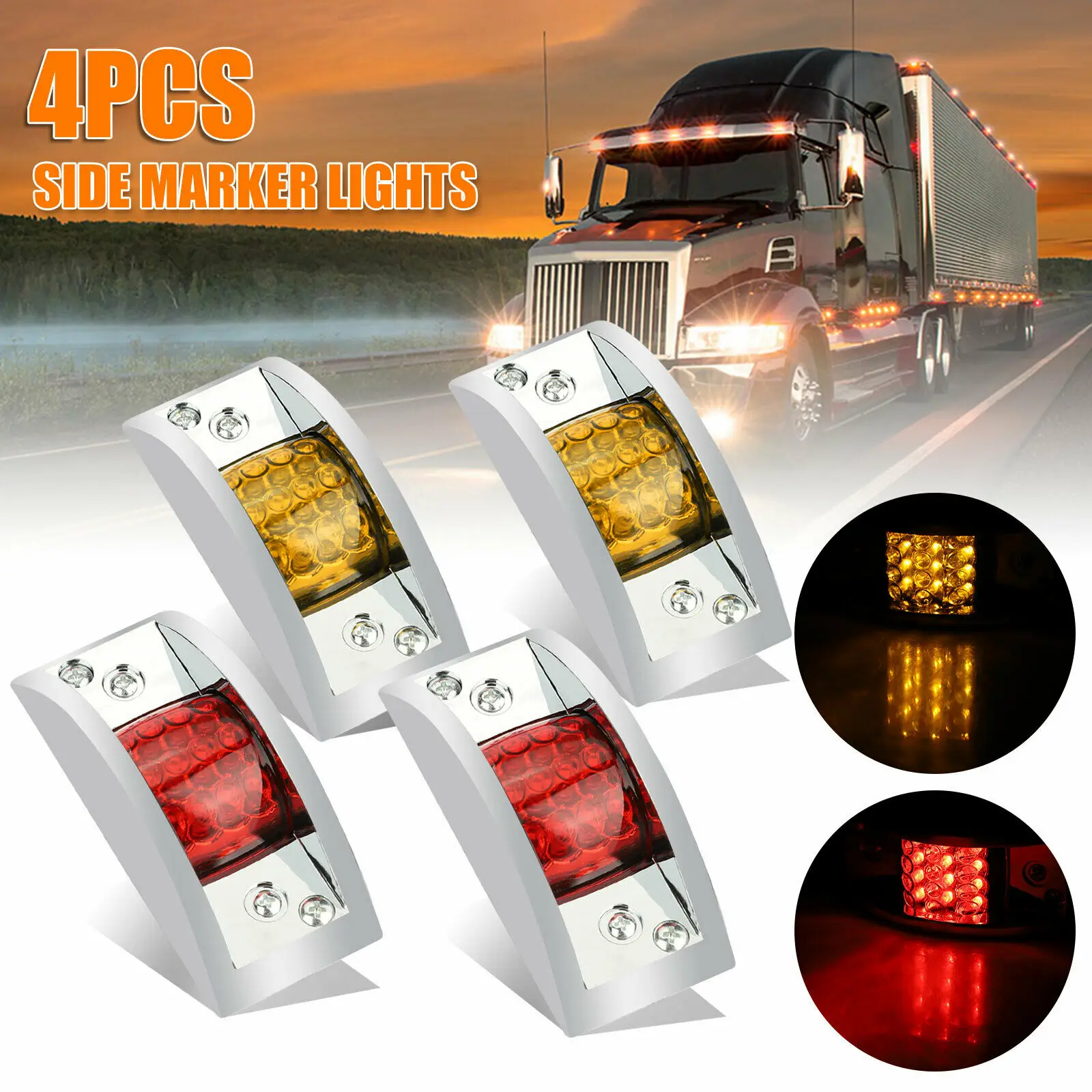 12 LED Car Truck Side Marker Trailer RV Clearance Light Universal Caravan Fender Marker Amber Red Light 12/24V Chrome Shell Lamp
12 LED Car Truck Side Marker Trailer RV Clearance Light Universal Caravan Fender Marker Amber Red Light 12/24V Chrome Shell Lamp