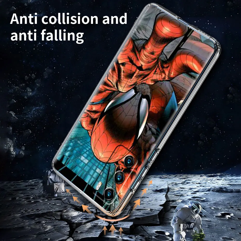 Прозрачный чехол Marvel Человек-паук для Huawei P50 P30 Lite P40 Pro + P20 P Smart Z Y6 Y7 2019 Y7a телефона