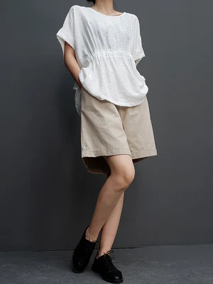 Large size thin cotton linen short-sleeved t-shirt European casual casual casual casual casual casual shirt bat sleeve loose sum
Large size thin cotton linen short-sleeved t-shirt European casual casual casual casual casual casual shirt bat sleeve loose sum