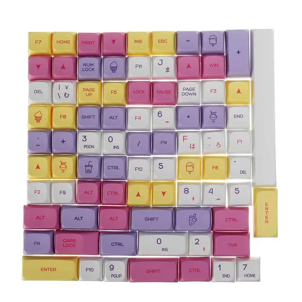 DIY 144 Keys Japanese Ice Cream Keycap XDA Profile Ergonomics Sublimation PBT Key cap for 61/87/104 keys Mechanical Keyboard 
DIY 144 Keys Japanese Ice Cream Keycap XDA Profile Ergonomics Sublimation PBT Key cap for 61/87/104 keys Mechanical Keyboard