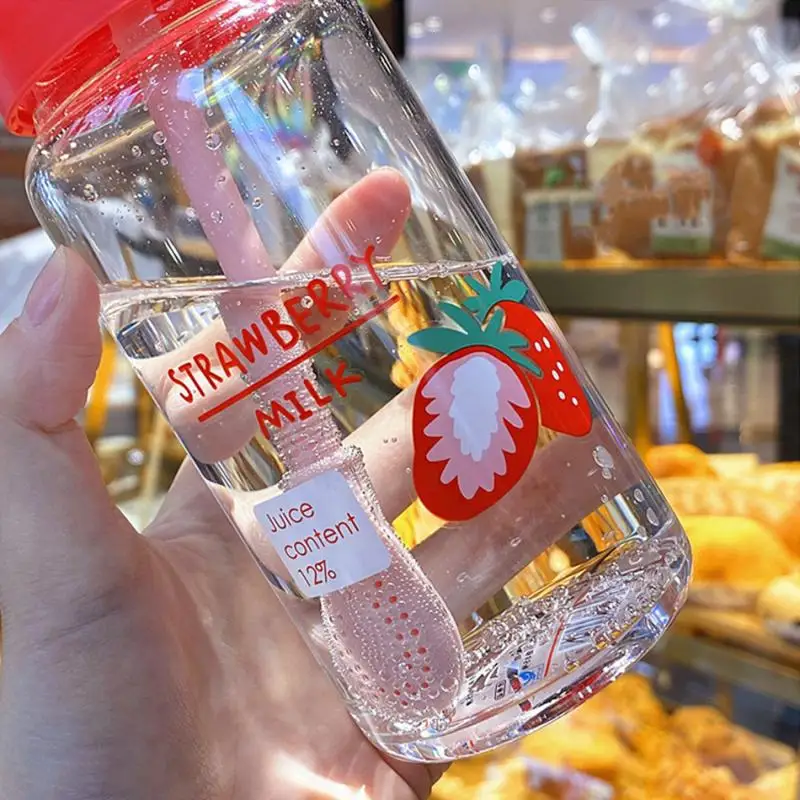 Герметичные бутылки для воды Kawaii бутылка из прозрачного стекла с рисунком