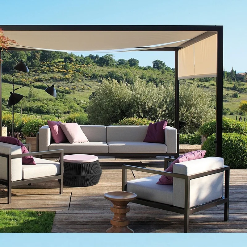 Nordic outdoor sofa Simple leisure aluminum alloy fabric sofa combination Garden courtyard sunscreen metal sofa
Nordic outdoor sofa Simple leisure aluminum alloy fabric sofa combination Garden courtyard sunscreen metal sofa