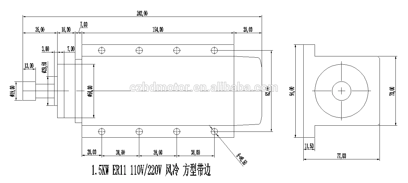 1.5 kw ER11 Square High Speed Square Air Cooled Spindle Motor Square For CNC Router Machine Tool Spindle 
1.5 kw ER11 Square High Speed Square Air Cooled Spindle Motor Square For CNC Router Machine Tool Spindle