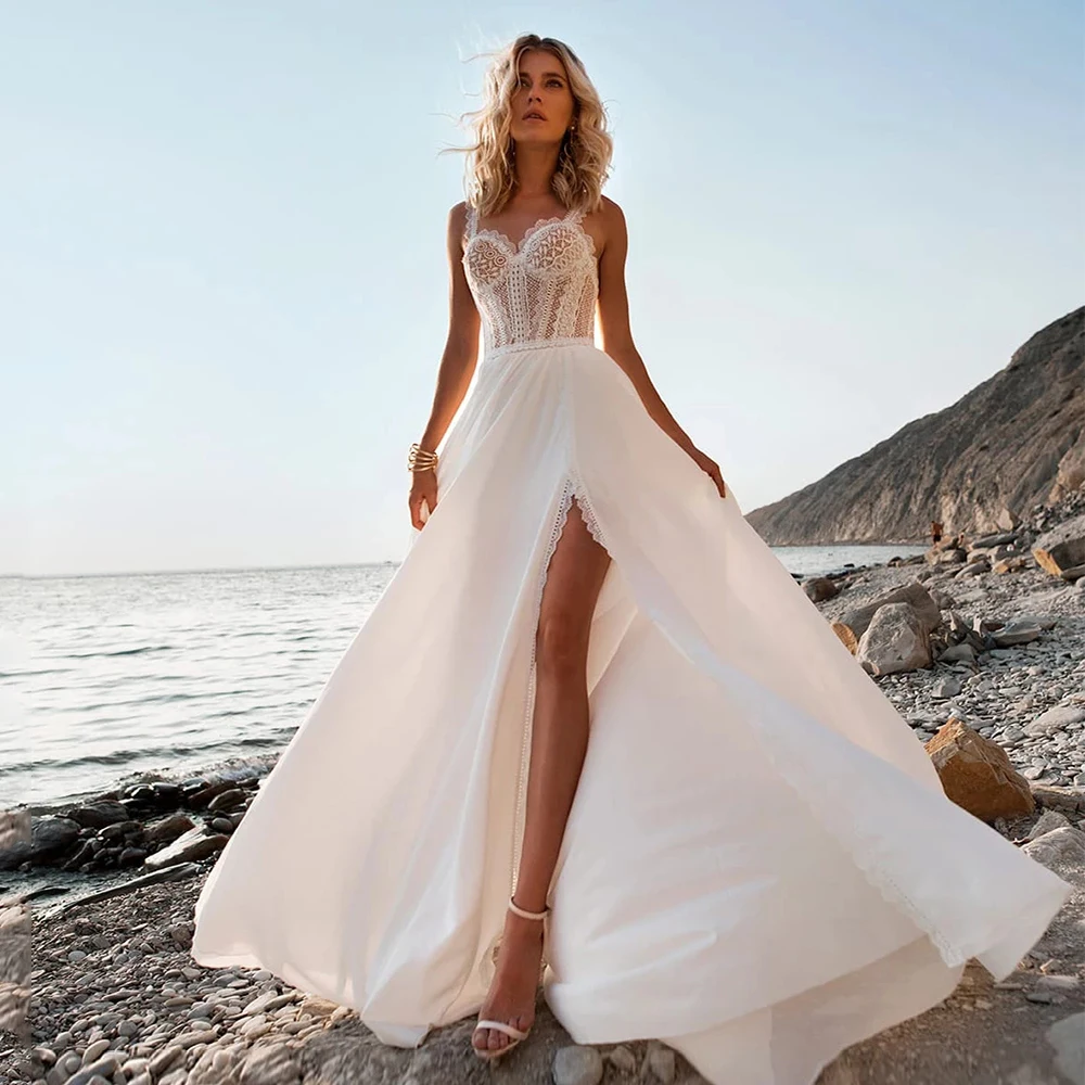 Bohemian Weddding Dresses 2021 Lace A Line Sweetheart Side Silt Backless Sleeveless Sweep Train Beach Bridal Gowns Robe De Marie
Bohemian Weddding Dresses 2021 Lace A Line Sweetheart Side Silt Backless Sleeveless Sweep Train Beach Bridal Gowns Robe De Marie
