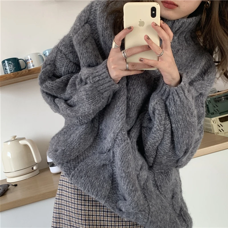 Alien Kitty Retro Loose Solid Turtleneck 2021 Warm Elegant Chic Casual Loose Casual Tops Women Knitwear Pullover Knitted Sweater
Alien Kitty Retro Loose Solid Turtleneck 2021 Warm Elegant Chic Casual Loose Casual Tops Women Knitwear Pullover Knitted Sweater