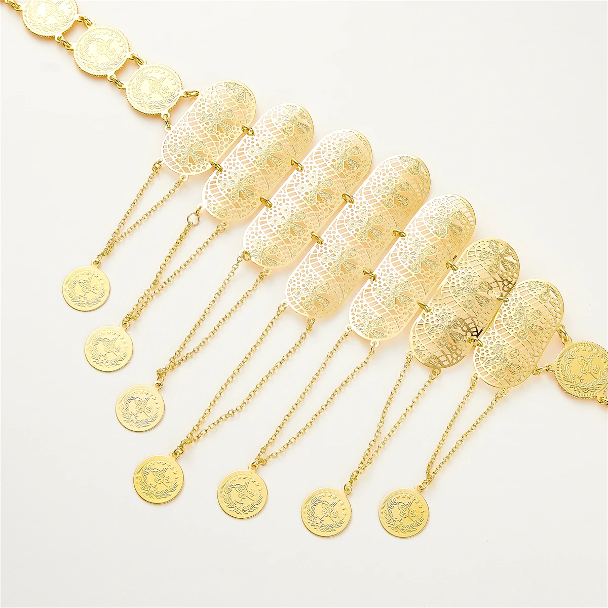 2021 Dec Middle East style Belt metal chain waistband long adjustable length wedding caftan dress belt
2021 Dec Middle East style Belt metal chain waistband long adjustable length wedding caftan dress belt