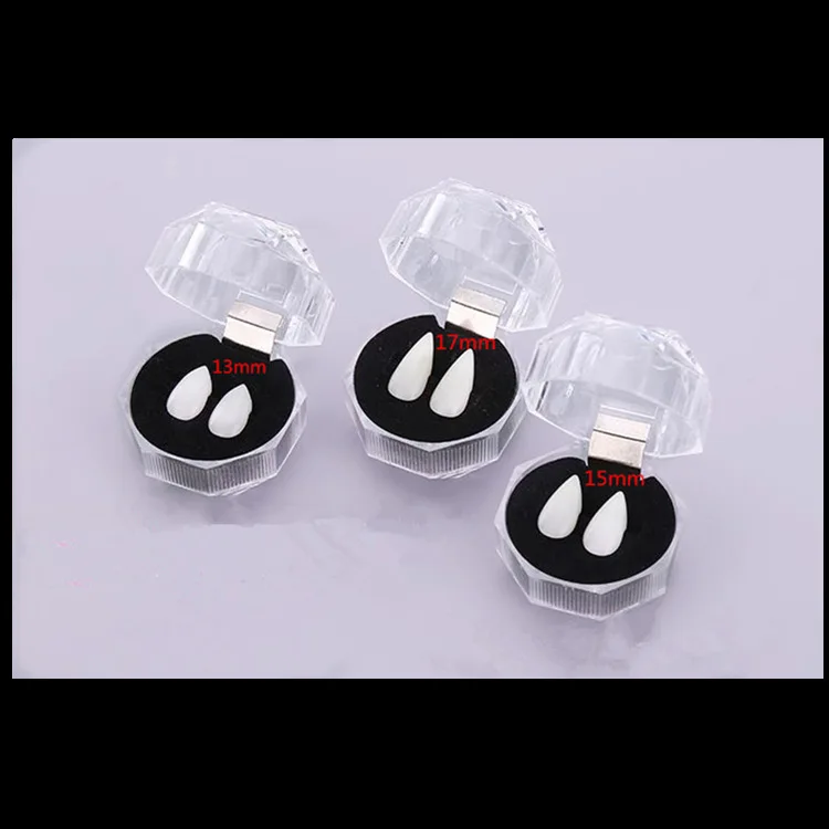 Wholesale 2PCS Vampire Teeth Zombie Ghost Devil Dentures Fangs Canine Fake Tooth with Case Halloween Cosplay Prop Toy Teether
Wholesale 2PCS Vampire Teeth Zombie Ghost Devil Dentures Fangs Canine Fake Tooth with Case Halloween Cosplay Prop Toy Teether