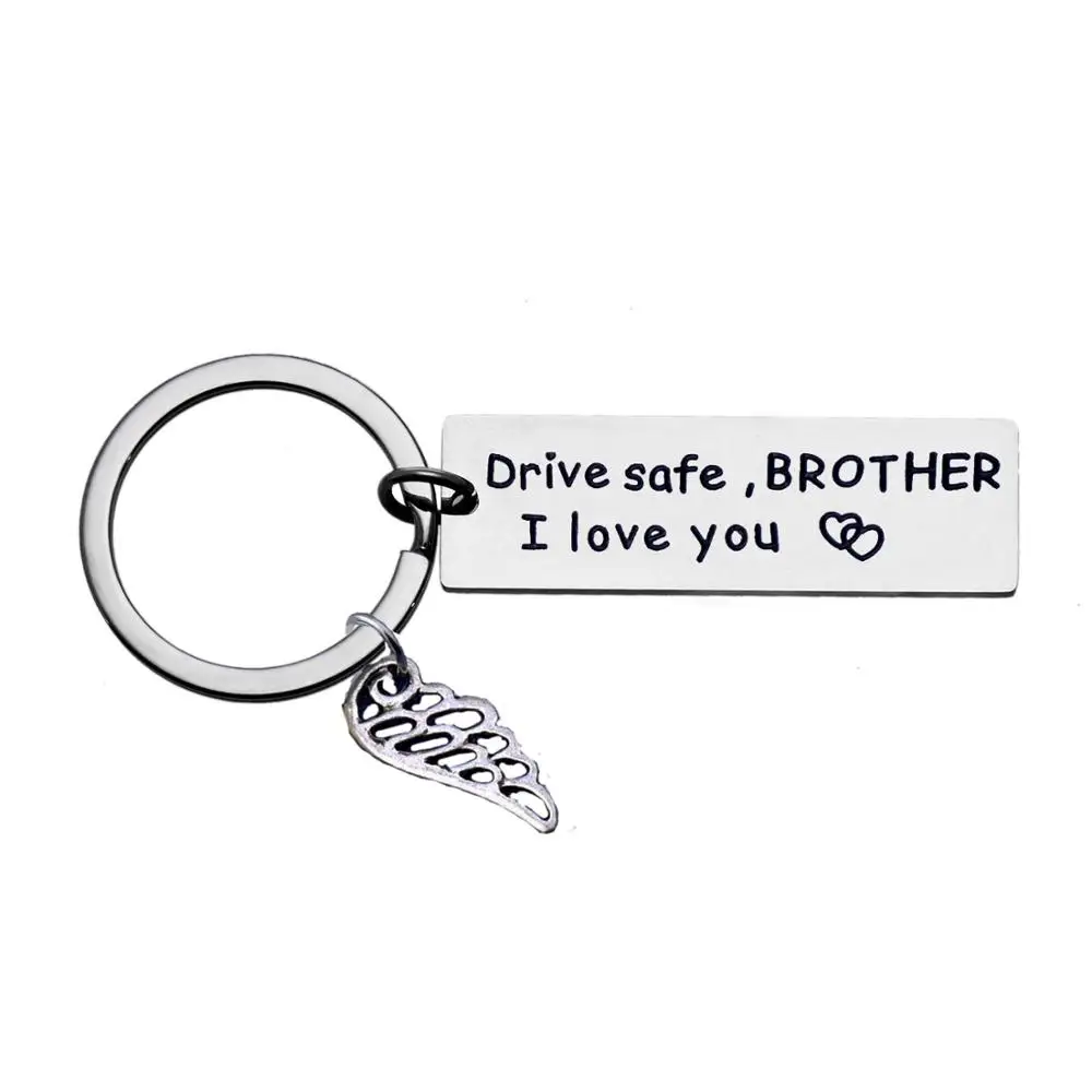 Брелок Brother подарки лучшим друзьям безопасный брелок I Love You с гравировкой крыльев