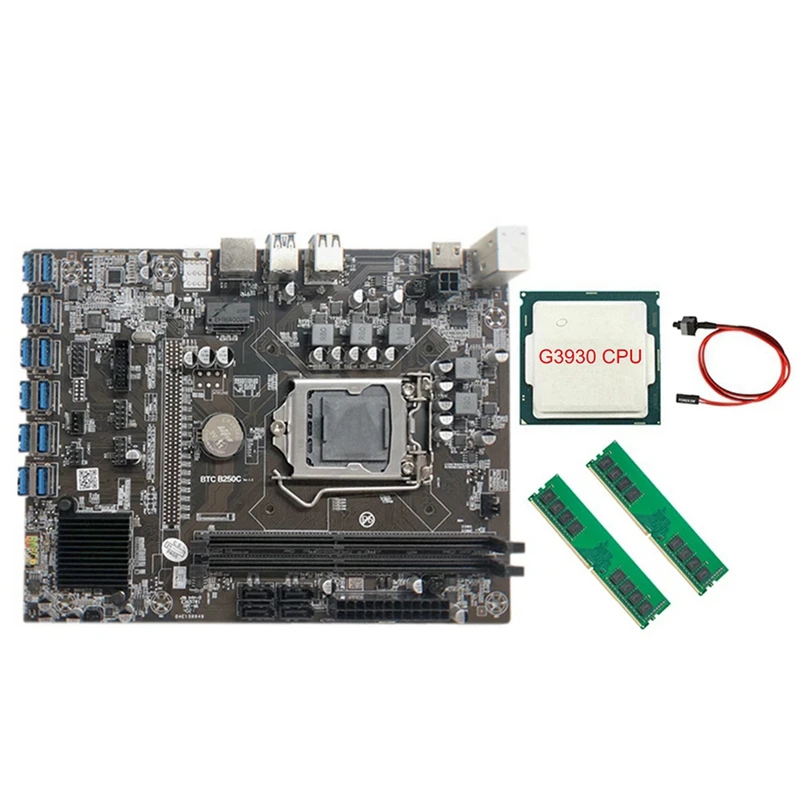B250C Mining Motherboard with G3930 CPU+2XDDR4 4G 2666Mhz RAM+Switch Cable 12XPCIE to USB3.0 Graphics Card Slot Board
B250C Mining Motherboard with G3930 CPU+2XDDR4 4G 2666Mhz RAM+Switch Cable 12XPCIE to USB3.0 Graphics Card Slot Board