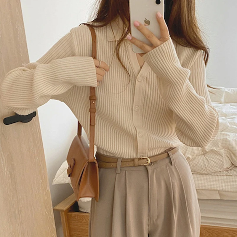 Женский кардиган с лацканами LY VAREY LIN, однотонный облегающий Кардиган с длинным рукавом, вязаный офисный свитер, весна-осень 
Женский кардиган с лацканами LY VAREY LIN, однотонный облегающий Кардиган с длинным рукавом, вязаный офисный свитер, весна-осень