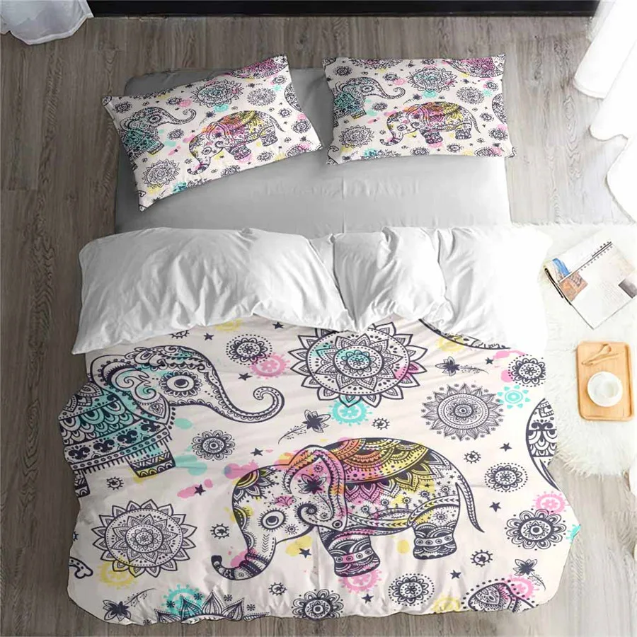 

HELENGILI 3D Bedding Set Elephant Print Duvet cover set lifelike bedclothes with pillowcase bed set home Textiles #DX-12