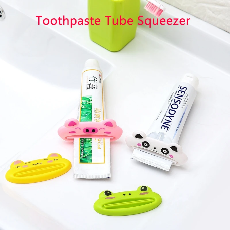 

2 Pcs Lovely Animal Modeling Toothpaste Tube Squeezer Plastic Cleanser Holder Useful Dispenser Extruder (Panda Frog Cat Tiger )