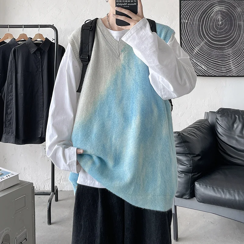Autumn Tie-dye Sweater Vest Men Warm Fashion Casual Knitted Pullover Men Korean Loose Sleeveless Sweater Mens Jumper Clothes
Autumn Tie-dye Sweater Vest Men Warm Fashion Casual Knitted Pullover Men Korean Loose Sleeveless Sweater Mens Jumper Clothes