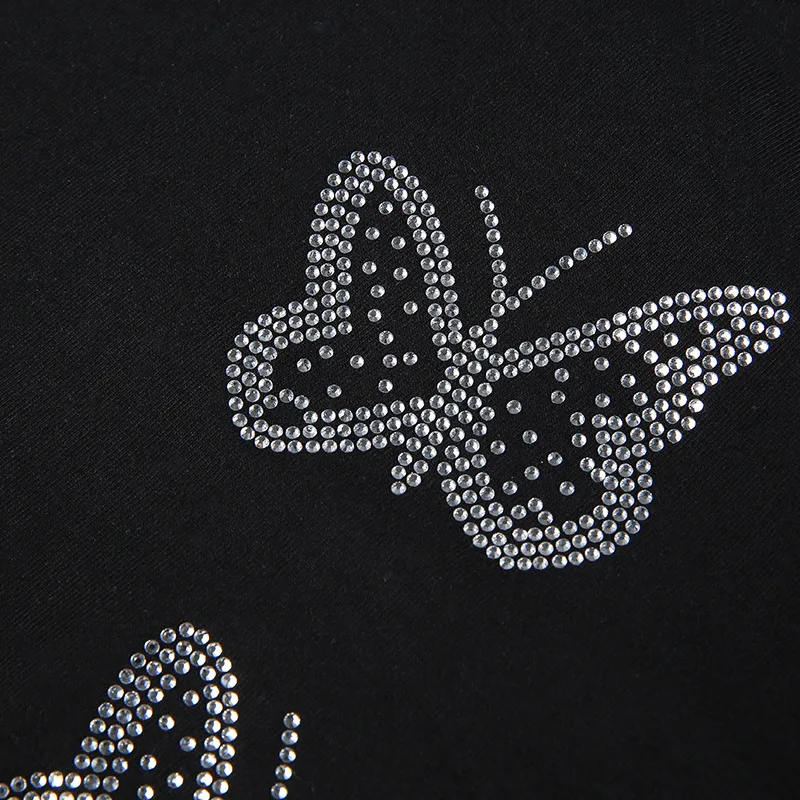 Butterfly Print Crop Top Women O Neck Short Sleeve Tops Summer Streetwear Bodycon Black Rhinestone T Shirts
Butterfly Print Crop Top Women O Neck Short Sleeve Tops Summer Streetwear Bodycon Black Rhinestone T Shirts