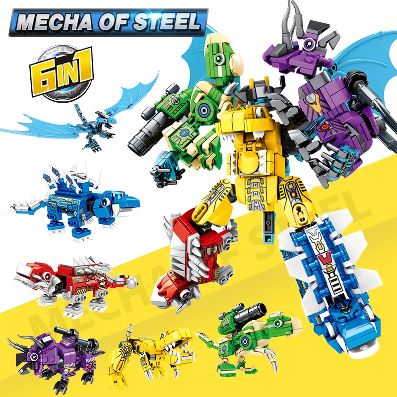 6in1 Transformation Dinosaur Building Block City Jurassic Worlds Pterosaur High-tech Mech Blocks Bricks DIY Toys For Boys
6in1 Transformation Dinosaur Building Block City Jurassic Worlds Pterosaur High-tech Mech Blocks Bricks DIY Toys For Boys