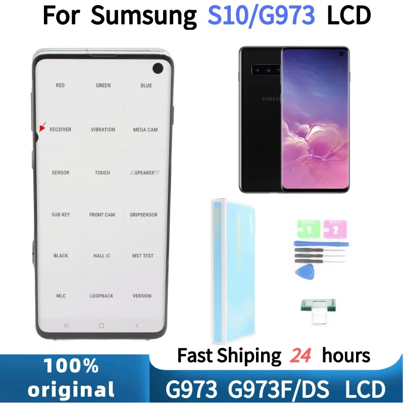 100%Original AMOLED lcd For Samsung Galaxy S10 G973 SM-G9730 G973F/DS with Frame LCD Display Touch Screen Assembly With Dot
100%Original AMOLED lcd For Samsung Galaxy S10 G973 SM-G9730 G973F/DS with Frame LCD Display Touch Screen Assembly With Dot